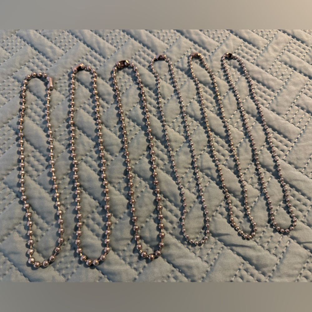 Silver Beaded Necklace Bundle (6)